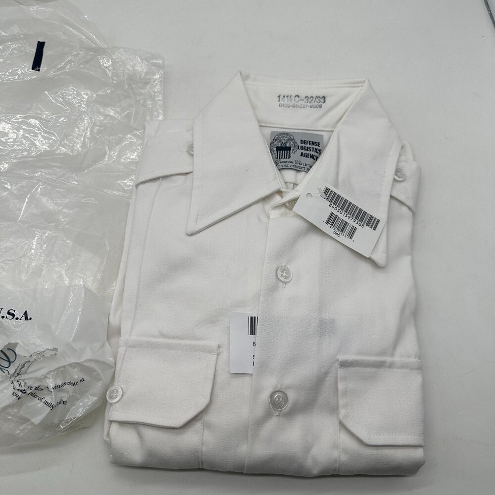 Defense Logistics Agcy Garrison US Army White Dress Short Sleeve Shirt 14 1/2C